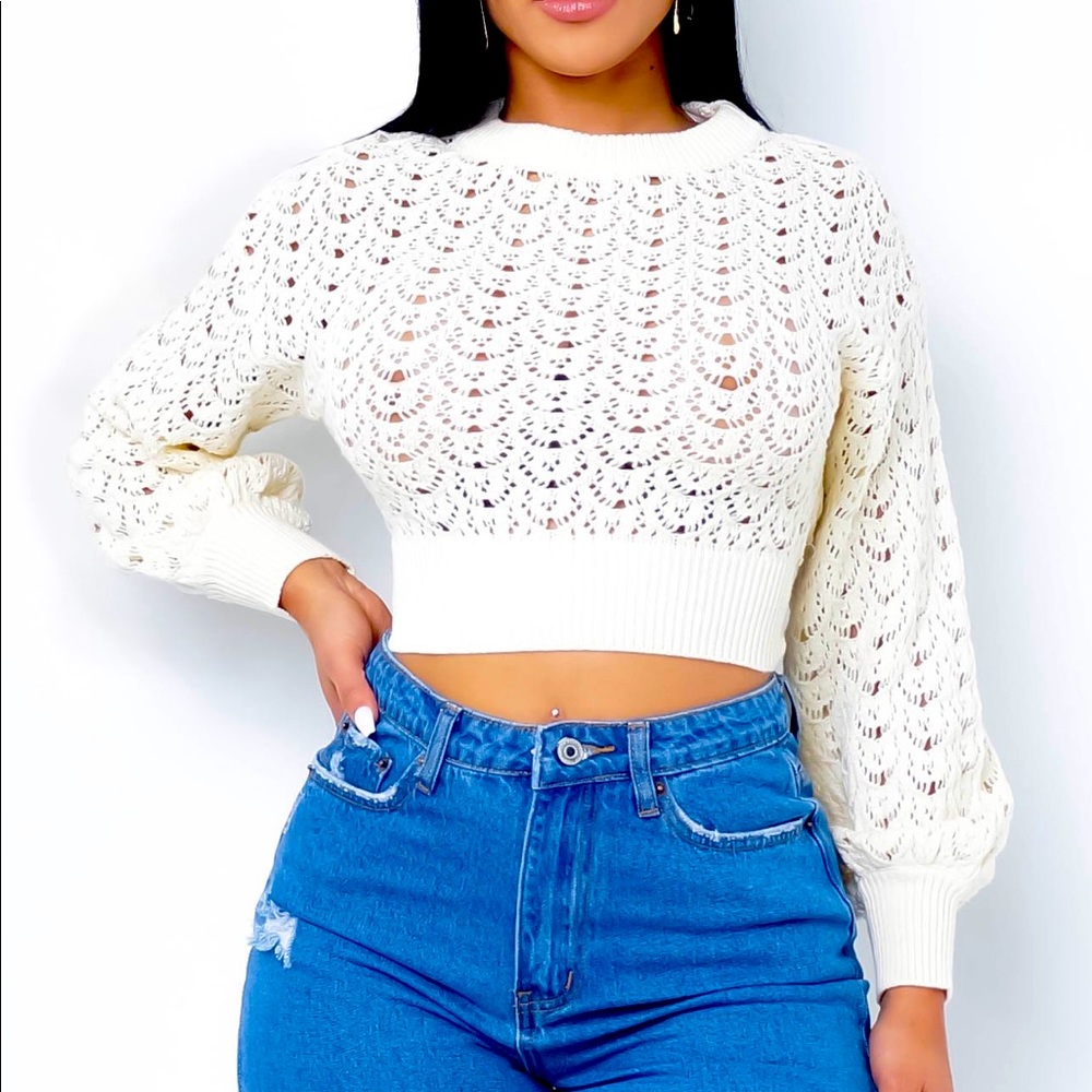 “Cupcake” Long Sleeve Crop Top Sweater